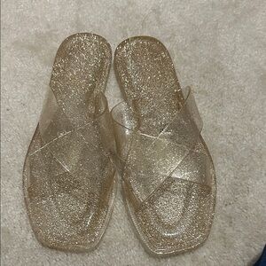 Beach Brand Glittery Gold Women's Slide Sandals
